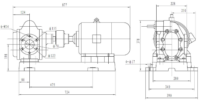 KCB齿轮油泵外形尺寸图
